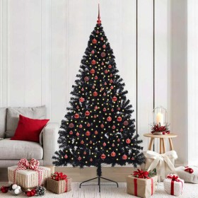 Árbol de Navidad Artificial Preiluminado Negro 210 cm PVC en Decoración Festiva y Estacional | Comprar online en Foru.es