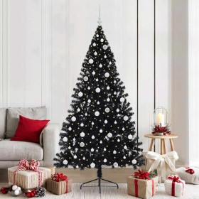 Árbol de Navidad Artificial Preiluminado Negro 210 cm PVC en Decoración Festiva y Estacional | Comprar online en Foru.es