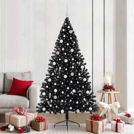 Árbol de Navidad Artificial Preiluminado Negro 210 cm PVC en Decoración Festiva y Estacional | Comprar online en Foru.es