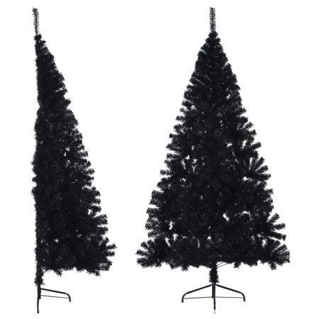 Medio árbol de Navidad artificial con soporte PVC negro 210 cm en Decoración Festiva y Estacional | Comprar online en Foru.es