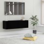 Mueble pared TV madera contrachapada roble negro 100x30x30 cm en Muebles TV | Comprar online en Foru.es