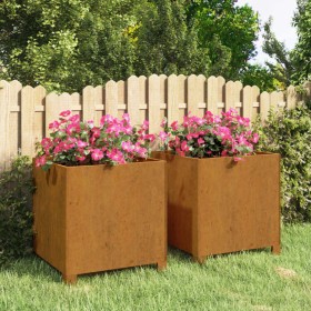 Jardineras con patas 2 uds acero corten oxidado 40x40x40 cm en Macetas y jardineras | Comprar online en Foru.es