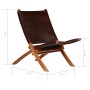 Silla de relax plegable de cuero auténtico marrón en Taburetes y sillas plegables | Comprar online en Foru.es