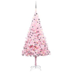 Árbol de Navidad preiluminado con luces y bolas rosa 210 cm en Decoración Festiva y Estacional | Comprar online en Foru.es