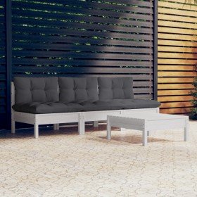 Muebles de jardín 4 piezas con cojines antracita madera pino en Conjuntos de jardín | Comprar online en Foru.es