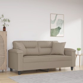 Sofá de 2 plazas con cojines tela microfibra gris taupe 140 cm en Sofás | Comprar online en Foru.es