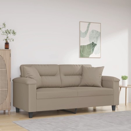 Sofá de 2 plazas con cojines tela microfibra gris taupe 140 cm en Sofás | Comprar online en Foru.es
