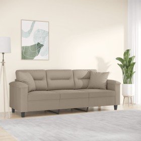 Sofá de 3 plazas con cojines tela microfibra gris taupe 180 cm en Sofás | Comprar online en Foru.es