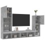 Muebles TV pared con LED 4 pzas madera ingeniería gris hormigón en Muebles TV | Comprar online en Foru.es
