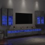 Muebles de TV de pared con luces LED 7 piezas gris hormigón en Muebles TV | Comprar online en Foru.es