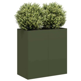 Jardinera de acero laminado en frío verde oliva 80x40x80 cm en Macetas y jardineras | Comprar online en Foru.es