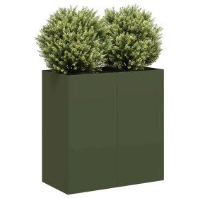 Jardinera de acero laminado en frío verde oliva 80x40x80 cm en Macetas y jardineras | Comprar online en Foru.es