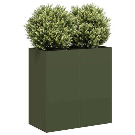 Jardinera de acero laminado en frío verde oliva 80x40x80 cm en Macetas y jardineras | Comprar online en Foru.es