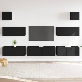 Set de muebles para TV 7 piezas madera contrachapada negro en Muebles TV | Comprar online en Foru.es