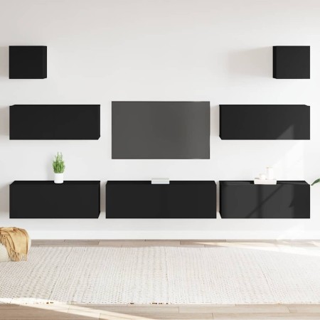 Set de muebles para TV 7 piezas madera contrachapada negro en Muebles TV | Comprar online en Foru.es