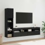 Unidad de Pared para TV 4 pcs Roble Negro Madera de ingeniería en Muebles TV | Comprar online en Foru.es