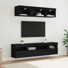 Unidades de TV de Pared con LED 5 pcs Roble Negro 80 x 30 x 40 cm en Muebles TV | Comprar online en Foru.es
