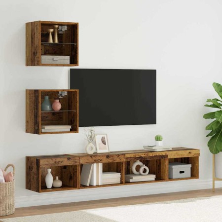 Unidades de TV de Pared con LED 5 pcs Madera vieja 100 x 30 x 30 cm en Muebles TV | Comprar online en Foru.es