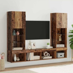 Unidades de TV de Pared con LED 5 pcs Madera vieja 40,5 x 30 x 102 cm en Muebles TV | Comprar online en Foru.es