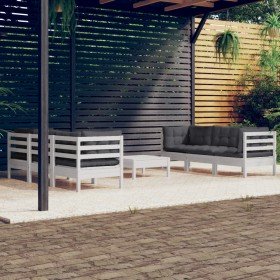 Muebles de jardín 7 pzas con cojines antracita madera de pino en Conjuntos de jardín | Comprar online en Foru.es
