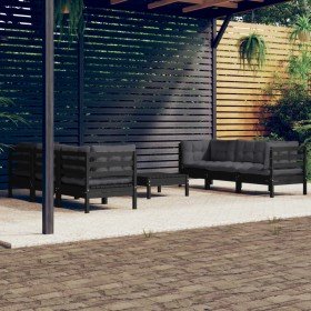 Muebles de jardín 7 pzas con cojines antracita madera de pino en Conjuntos de jardín | Comprar online en Foru.es