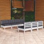 Muebles de jardín 8 piezas con cojines antracita madera pino en Conjuntos de jardín | Comprar online en Foru.es