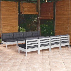 Muebles de jardín 9 pzas con cojines madera maciza de pino en Conjuntos de jardín | Comprar online en Foru.es
