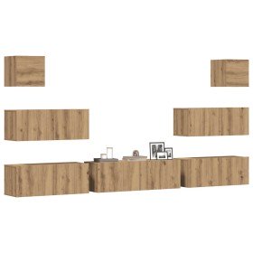 Mueble para TV de pared madera contrachapada artesanal 7 piezas en Muebles TV | Comprar online en Foru.es