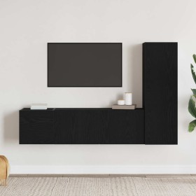 Conjunto de mueble de TV 3 pcs Roble Negro 130,5 x 30 x 140 cm en Muebles TV | Comprar online en Foru.es