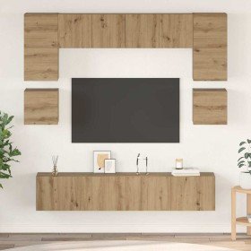 Conjunto de mueble de TV 8 pcs Roble artesanal en Muebles TV | Comprar online en Foru.es