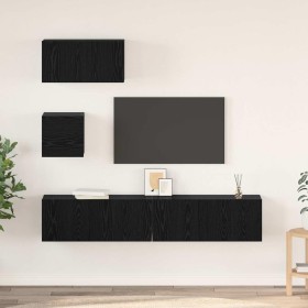 Conjunto de mueble de TV 4 pcs Roble Negro Madera de ingeniería en Muebles TV | Comprar online en Foru.es