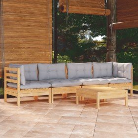Juego de muebles de jardín 5 pzas y cojines madera maciza pino en Conjuntos de jardín | Comprar online en Foru.es