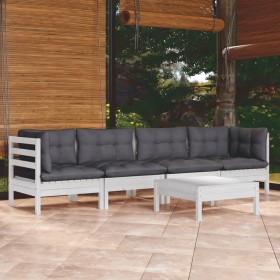 Muebles de jardín 5 pzas con cojines madera maciza de pino en Conjuntos de jardín | Comprar online en Foru.es