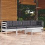 Muebles de jardín 5 pzas con cojines madera maciza de pino en Conjuntos de jardín | Comprar online en Foru.es