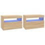 Muebles para TV con luces LED 2 uds roble Sonoma 60x35x40 cm de vidaXL, Muebles TV - Ref: Foro24-804416, Precio: 84,18 €, Des...