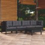 Juego de muebles de jardín 5 pzas y cojines madera maciza pino en Conjuntos de jardín | Comprar online en Foru.es