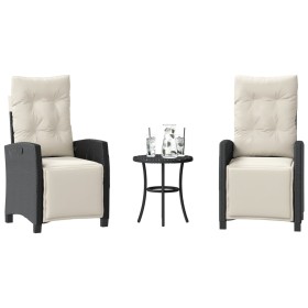 Mesita y sillas con cojines 3 piezas ratán sintético negro en Conjuntos de jardín | Comprar online en Foru.es