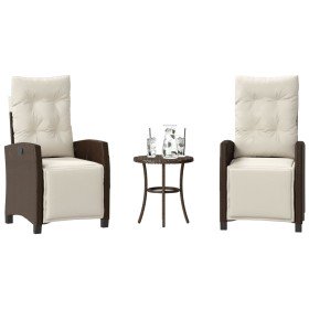 Sillas y mesita de jardín con cojines 3 piezas ratán PE marrón en Conjuntos de jardín | Comprar online en Foru.es