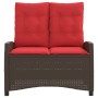 Sillón reclinable de jardín con cojines ratán sintético marrón en Bancos de jardín | Comprar online en Foru.es