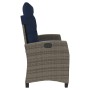 Sillón reclinable de jardín con cojines ratán sintético gris en Bancos de jardín | Comprar online en Foru.es