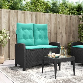 Sillón reclinable de jardín con cojines ratán sintético negro en Bancos de jardín | Comprar online en Foru.es