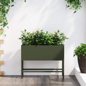 Jardinera Elevada Verde oliva 60 x 26 x 45 cm Acero en Macetas y jardineras | Comprar online en Foru.es