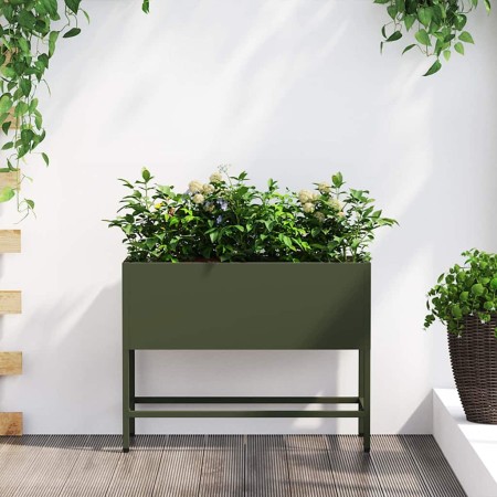 Jardinera Elevada Verde oliva 60 x 26 x 45 cm Acero en Macetas y jardineras | Comprar online en Foru.es