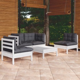 Muebles de jardín 5 pzas con cojines madera maciza de pino en Conjuntos de jardín | Comprar online en Foru.es