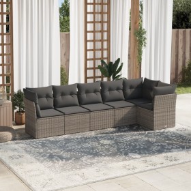Set de muebles de jardín 6 pzas y cojines ratán sintético gris en Conjuntos de jardín | Comprar online en Foru.es
