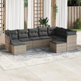 Set de muebles de jardín 9 pzas y cojines ratán sintético gris en Conjuntos de jardín | Comprar online en Foru.es