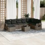 Set de muebles de jardín 9 pzas y cojines ratán sintético gris en Conjuntos de jardín | Comprar online en Foru.es