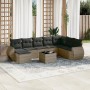 Set de muebles de jardín 9 pzas y cojines ratán sintético gris en Conjuntos de jardín | Comprar online en Foru.es