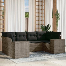 Set de muebles de jardín 6 pzas y cojines ratán sintético gris en Conjuntos de jardín | Comprar online en Foru.es