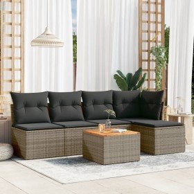Set de muebles de jardín 6 pzas y cojines ratán sintético gris en Conjuntos de jardín | Comprar online en Foru.es